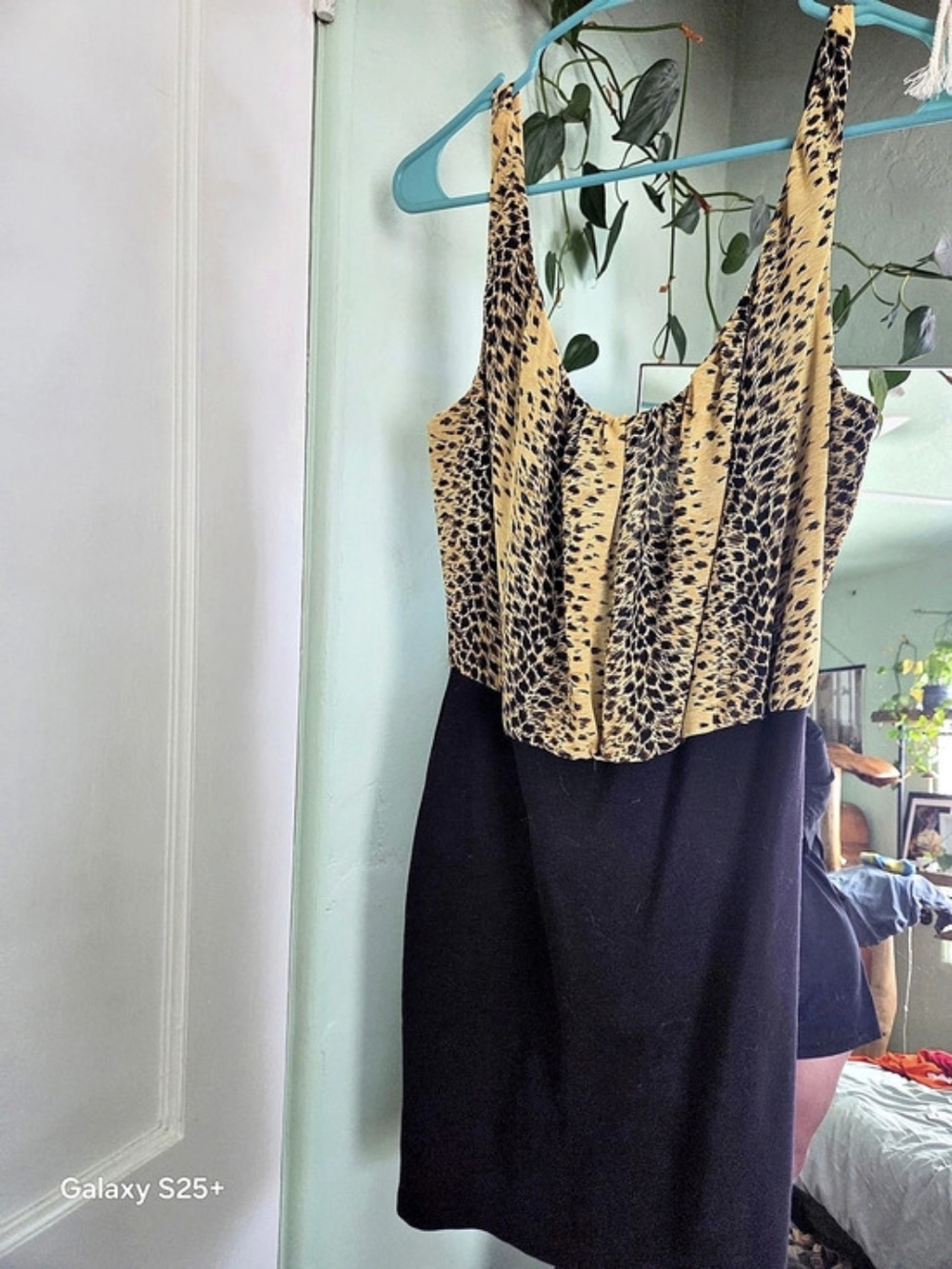 GUESS Animal Print Mini Dress in Black & Yellow Size Medium